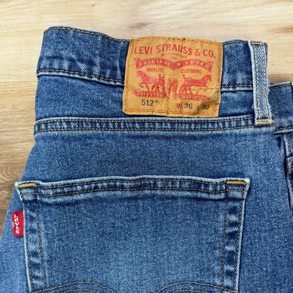 Levi's 512 Slim Taper Jeans W36 L30 Denim Cotton Stretch Blue Medium Wash